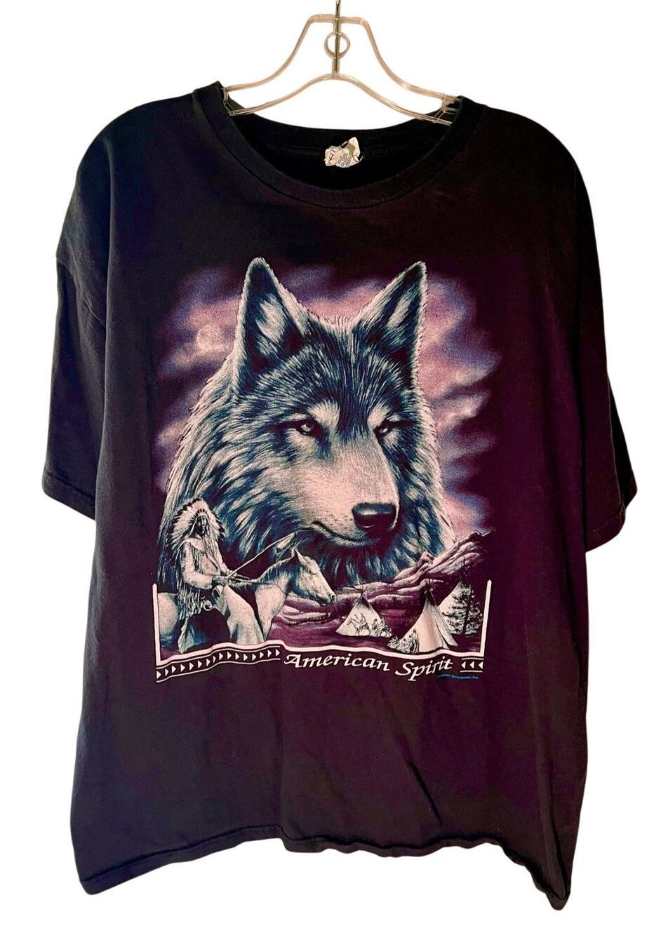 Vtg 90’s 3D Emblem Wolf Native American Spirit Graphic T Shirt Mens XL